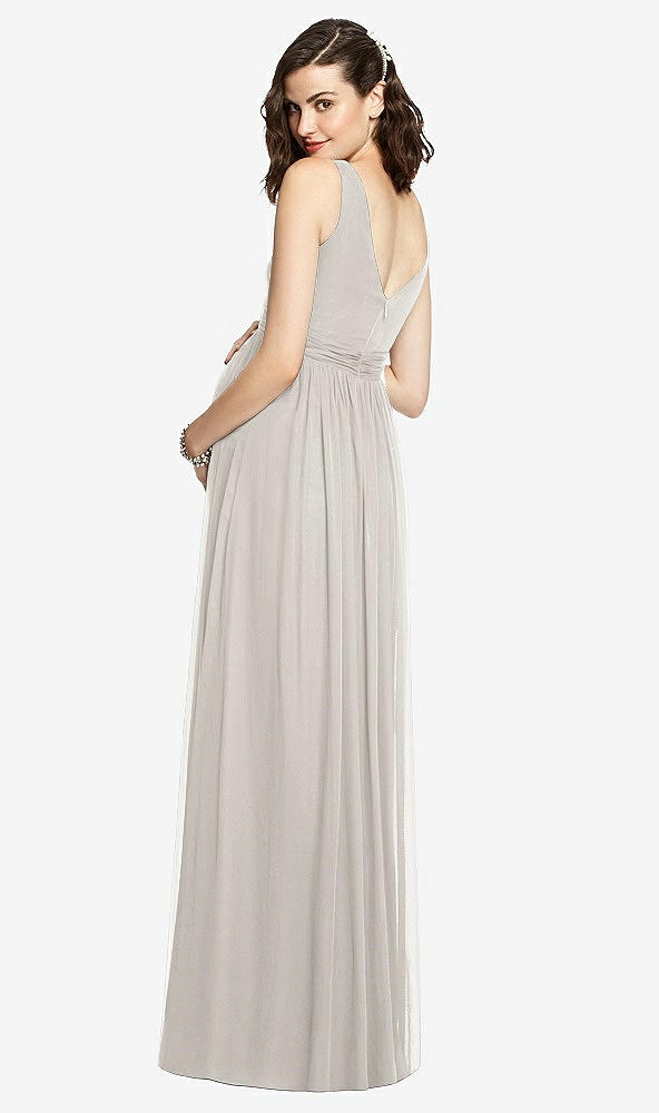 Back View - Oyster Sleeveless Notch Maternity Dress