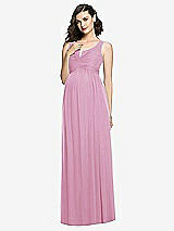 Front View Thumbnail - Powder Pink Sleeveless Notch Maternity Dress