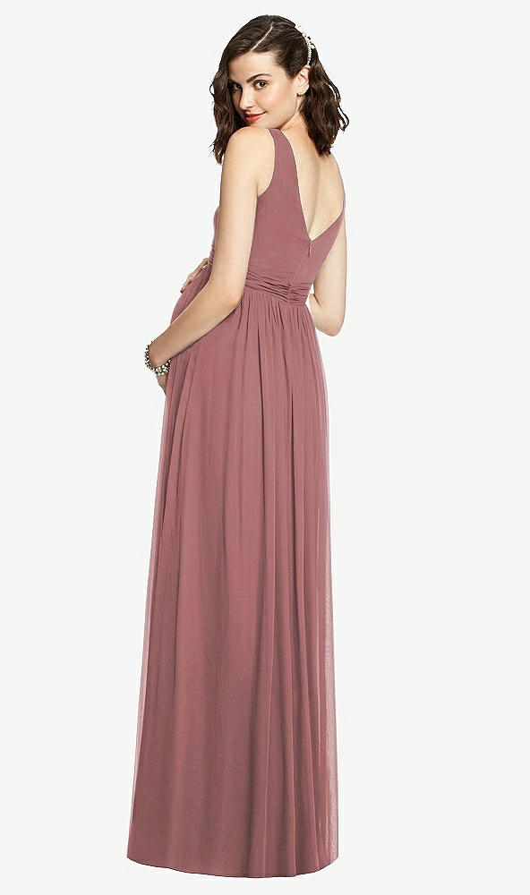 Back View - Rosewood Sleeveless Notch Maternity Dress