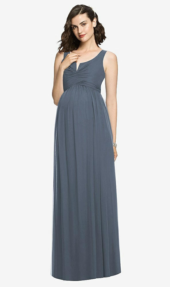 Front View - Silverstone Sleeveless Notch Maternity Dress