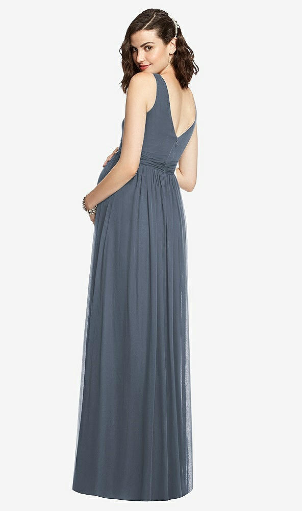 Back View - Silverstone Sleeveless Notch Maternity Dress