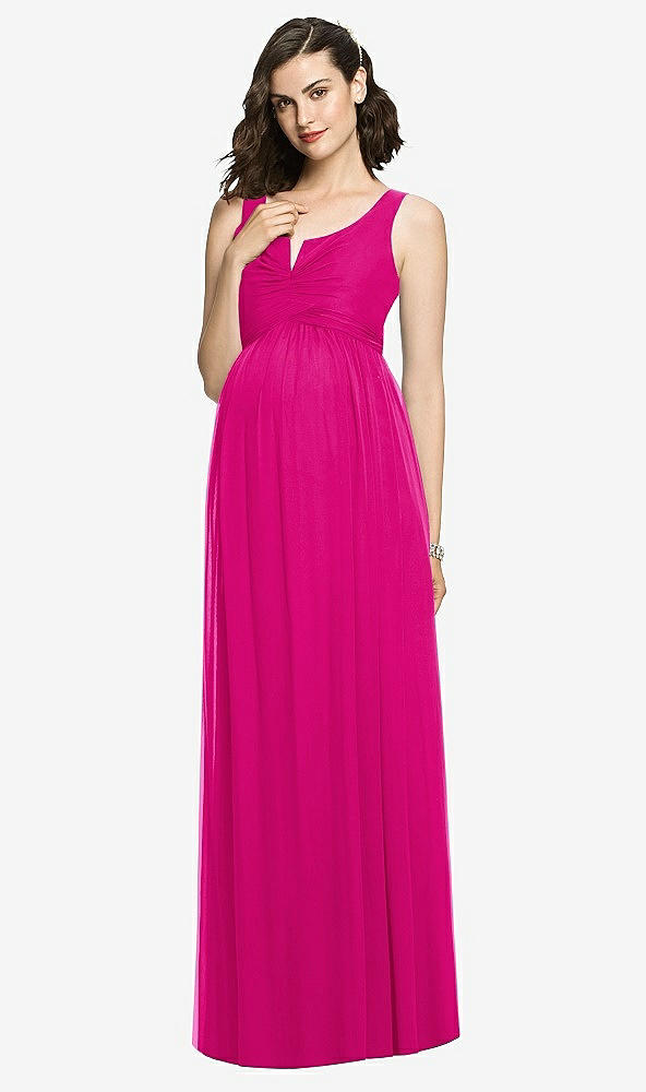 Front View - Think Pink Sleeveless Notch Maternity Dress