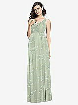 Front View Thumbnail - Vintage Primrose Sage Sleeveless Notch Maternity Dress