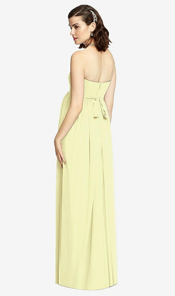 Back View - Butter Yellow Draped Bodice Strapless Maternity Dress