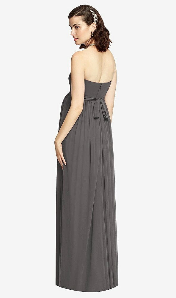 Back View - Caviar Gray Draped Bodice Strapless Maternity Dress