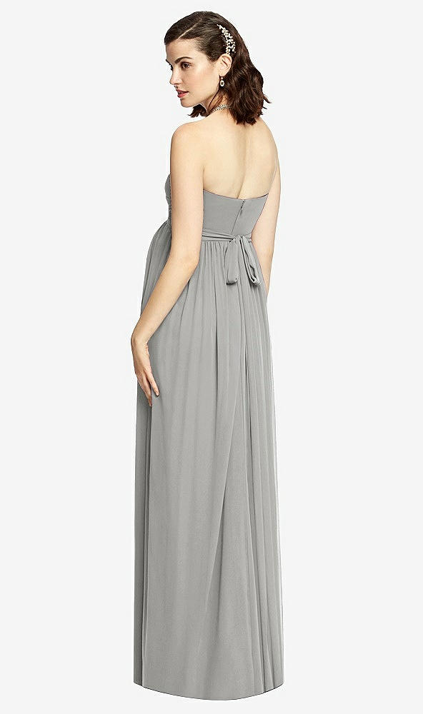 Back View - Chelsea Gray Draped Bodice Strapless Maternity Dress