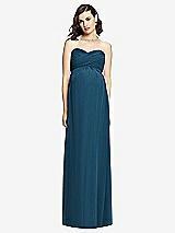 Front View Thumbnail - Atlantic Blue Draped Bodice Strapless Maternity Dress