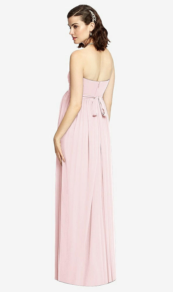 Back View - Ballet Pink Draped Bodice Strapless Maternity Dress