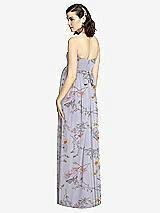 Rear View Thumbnail - Butterfly Botanica Silver Dove Draped Bodice Strapless Maternity Dress