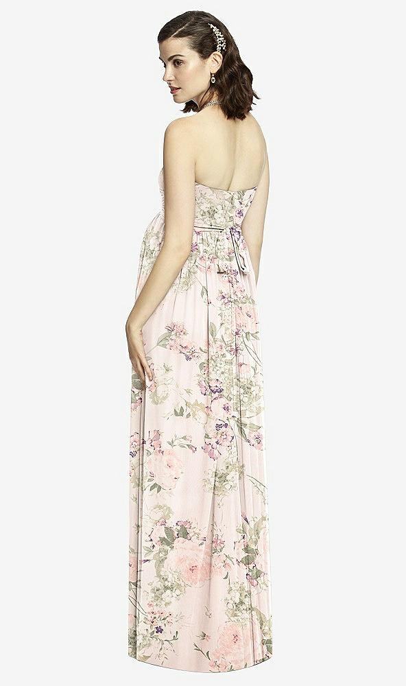 Back View - Blush Garden Draped Bodice Strapless Maternity Dress