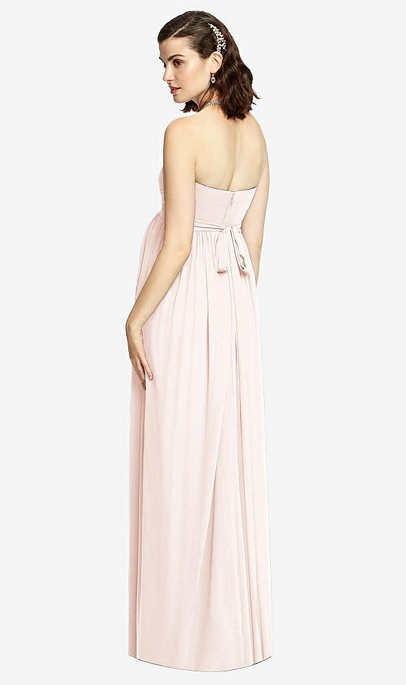 Back View - Blush Draped Bodice Strapless Maternity Dress