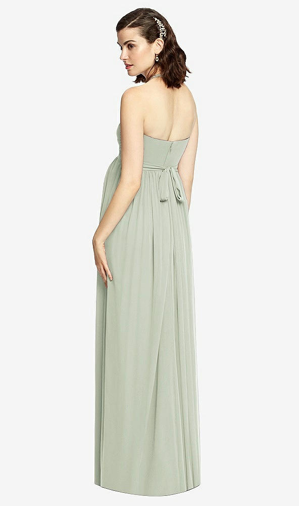 Back View - Celadon Draped Bodice Strapless Maternity Dress