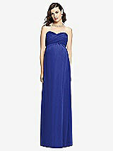 Front View Thumbnail - Cobalt Blue Draped Bodice Strapless Maternity Dress