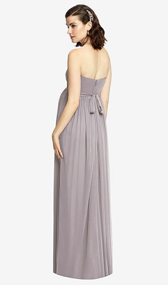 Back View - Cashmere Gray Draped Bodice Strapless Maternity Dress