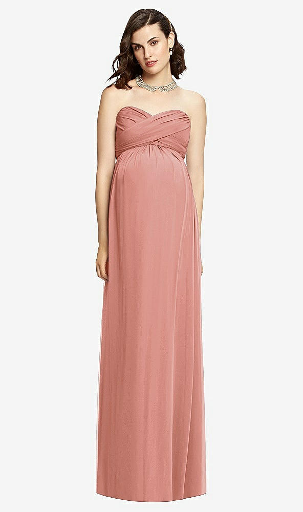 Front View - Desert Rose Draped Bodice Strapless Maternity Dress