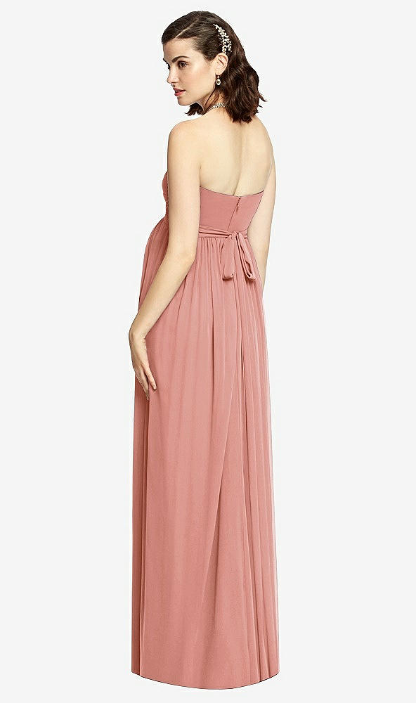 Back View - Desert Rose Draped Bodice Strapless Maternity Dress