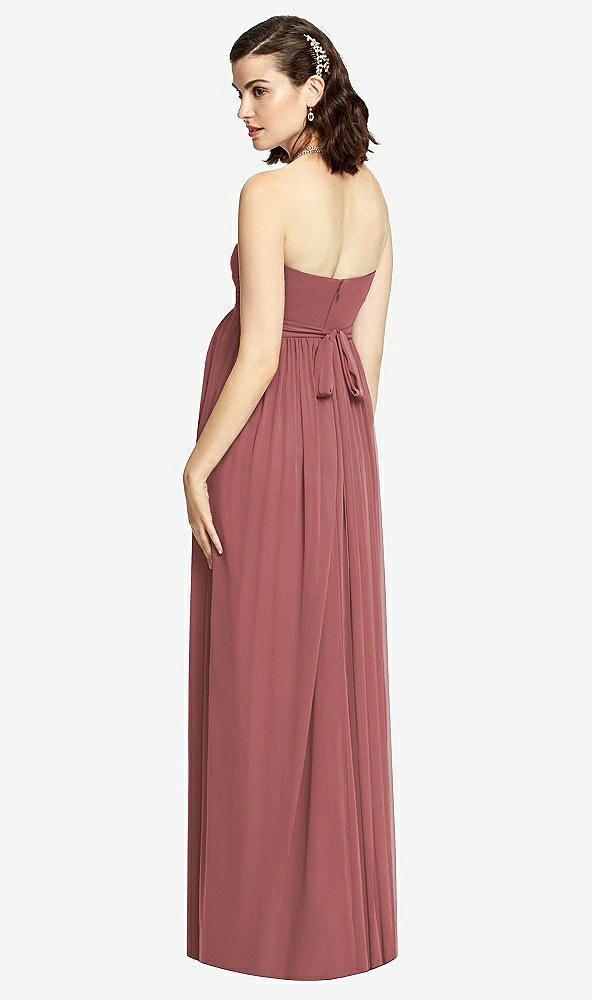 Back View - English Rose Draped Bodice Strapless Maternity Dress