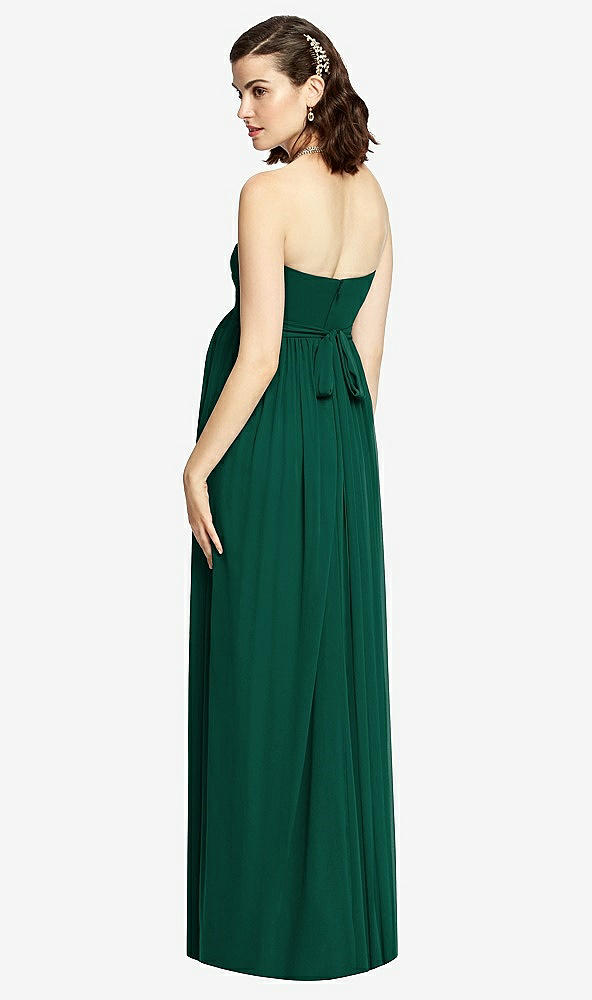 Back View - Hunter Green Draped Bodice Strapless Maternity Dress