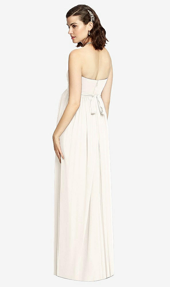 Back View - Ivory Draped Bodice Strapless Maternity Dress