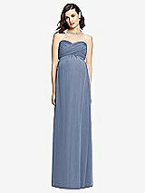 Front View Thumbnail - Larkspur Blue Draped Bodice Strapless Maternity Dress