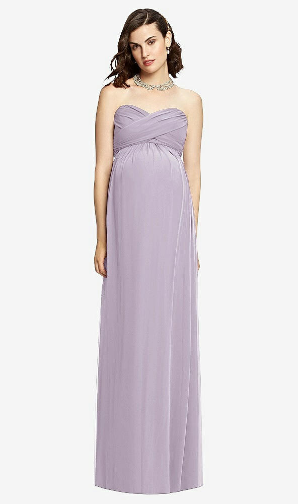 Front View - Lilac Haze Draped Bodice Strapless Maternity Dress