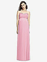 Front View Thumbnail - Peony Pink Draped Bodice Strapless Maternity Dress