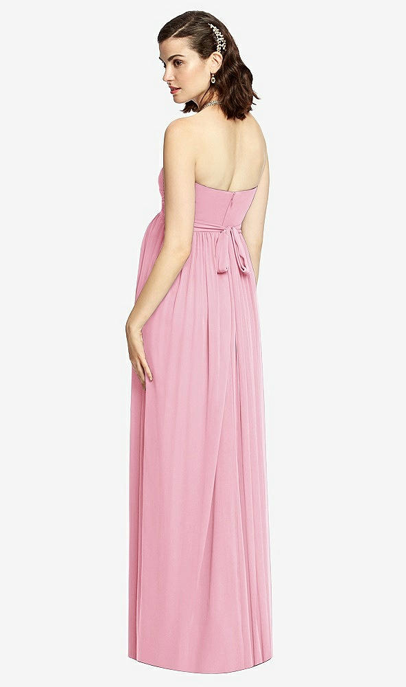 Back View - Peony Pink Draped Bodice Strapless Maternity Dress