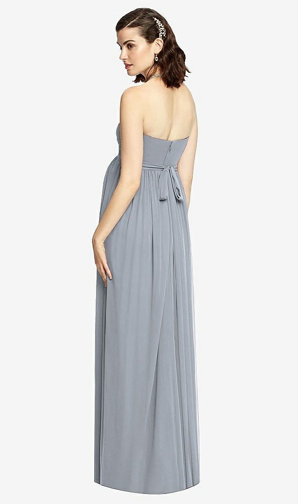 Back View - Platinum Draped Bodice Strapless Maternity Dress