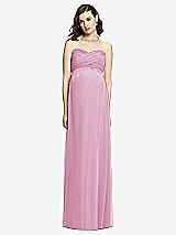 Front View Thumbnail - Powder Pink Draped Bodice Strapless Maternity Dress