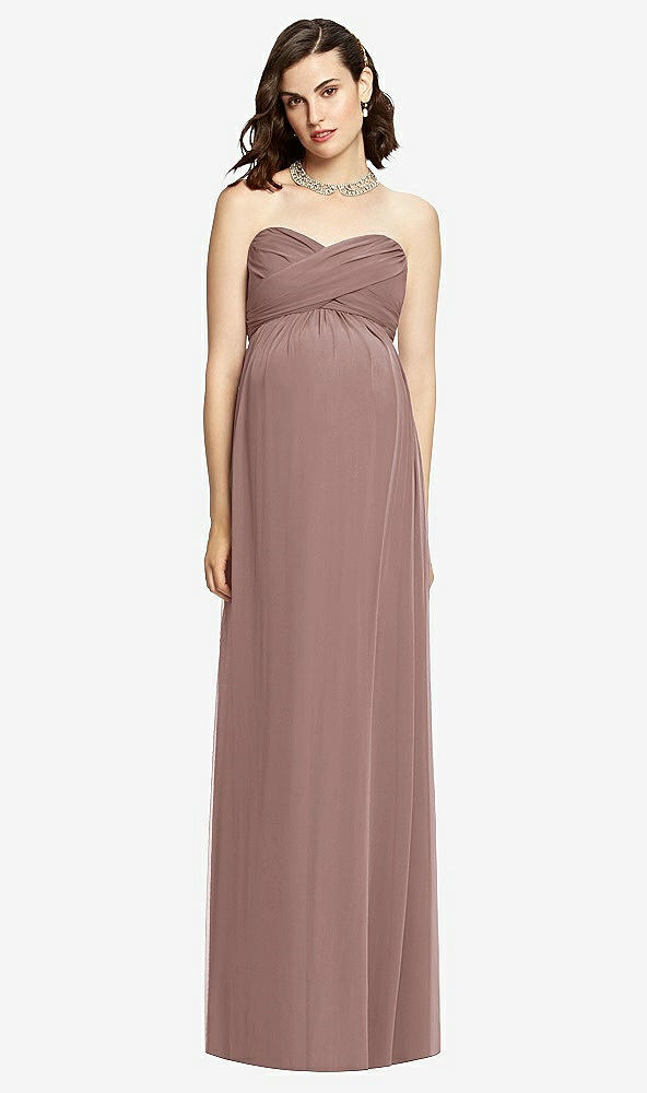 Front View - Sienna Draped Bodice Strapless Maternity Dress