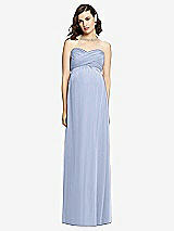 Front View Thumbnail - Sky Blue Draped Bodice Strapless Maternity Dress