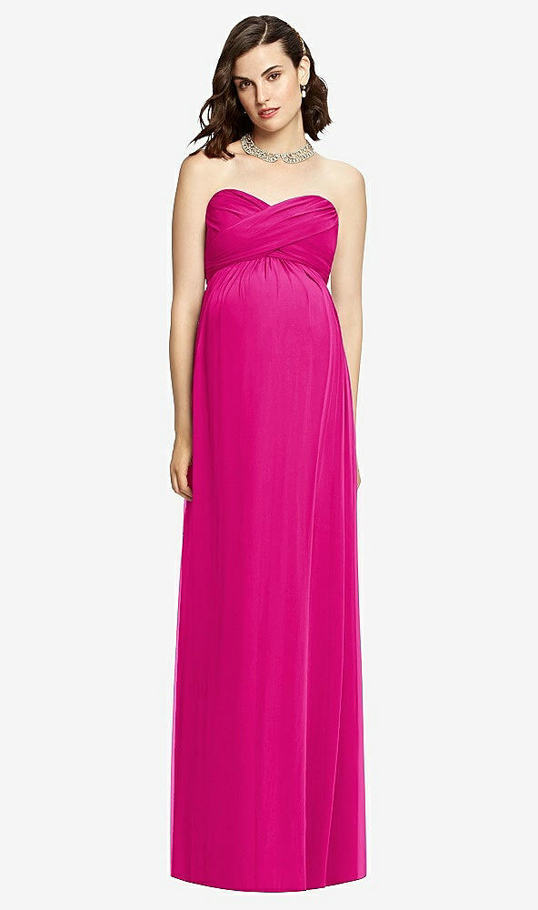 Front View - Think Pink Draped Bodice Strapless Maternity Dress