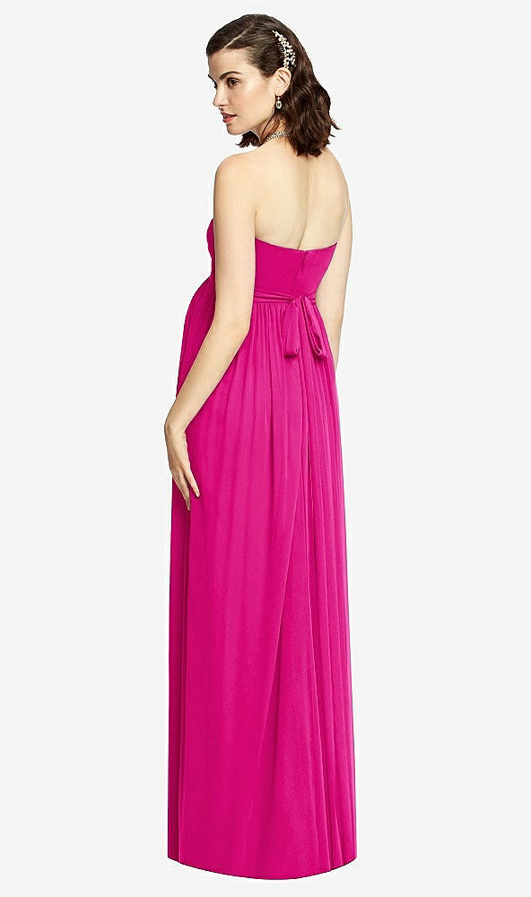 Back View - Think Pink Draped Bodice Strapless Maternity Dress