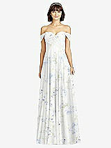 Alt View 1 Thumbnail - Bleu Garden Off-the-Shoulder Draped Chiffon Maxi Dress