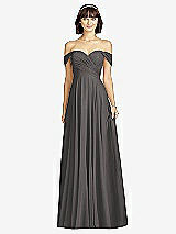 Alt View 1 Thumbnail - Caviar Gray Off-the-Shoulder Draped Chiffon Maxi Dress