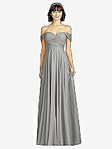 Alt View 1 Thumbnail - Chelsea Gray Off-the-Shoulder Draped Chiffon Maxi Dress