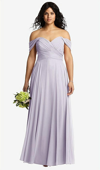 Purple off the shoulder bridesmaid dresses hotsell