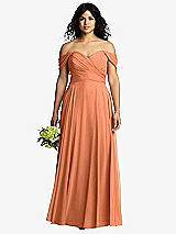 Front View Thumbnail - Sweet Melon Off-the-Shoulder Draped Chiffon Maxi Dress