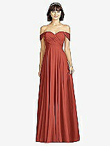 Alt View 1 Thumbnail - Amber Sunset Off-the-Shoulder Draped Chiffon Maxi Dress