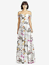 Alt View 1 Thumbnail - Butterfly Botanica Ivory Off-the-Shoulder Draped Chiffon Maxi Dress