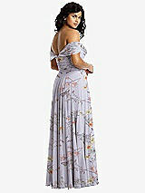 Rear View Thumbnail - Butterfly Botanica Silver Dove Off-the-Shoulder Draped Chiffon Maxi Dress