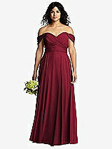 Front View Thumbnail - Burgundy Off-the-Shoulder Draped Chiffon Maxi Dress