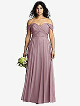 Front View Thumbnail - Dusty Rose Off-the-Shoulder Draped Chiffon Maxi Dress