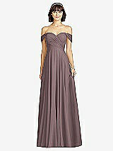 Alt View 1 Thumbnail - French Truffle Off-the-Shoulder Draped Chiffon Maxi Dress