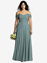 Front View Thumbnail - Icelandic Off-the-Shoulder Draped Chiffon Maxi Dress