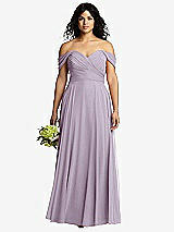 Front View Thumbnail - Lilac Haze Off-the-Shoulder Draped Chiffon Maxi Dress