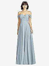 Alt View 1 Thumbnail - Mist Off-the-Shoulder Draped Chiffon Maxi Dress