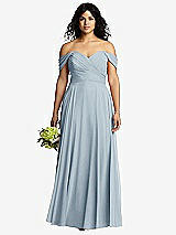 Front View Thumbnail - Mist Off-the-Shoulder Draped Chiffon Maxi Dress