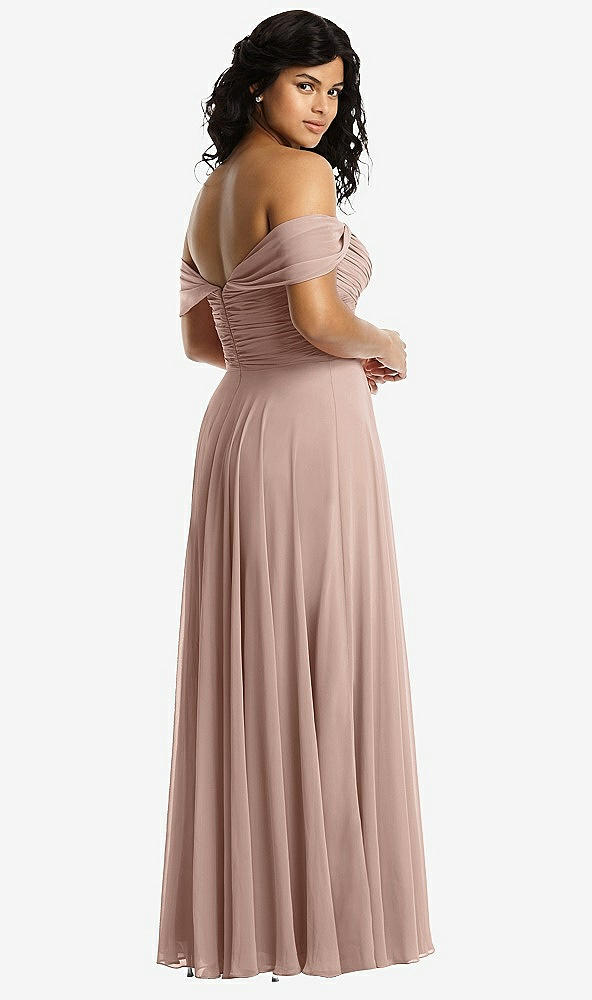 Back View - Neu Nude Off-the-Shoulder Draped Chiffon Maxi Dress