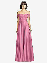 Alt View 1 Thumbnail - Orchid Pink Off-the-Shoulder Draped Chiffon Maxi Dress